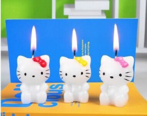 White Cat Birthday Candle